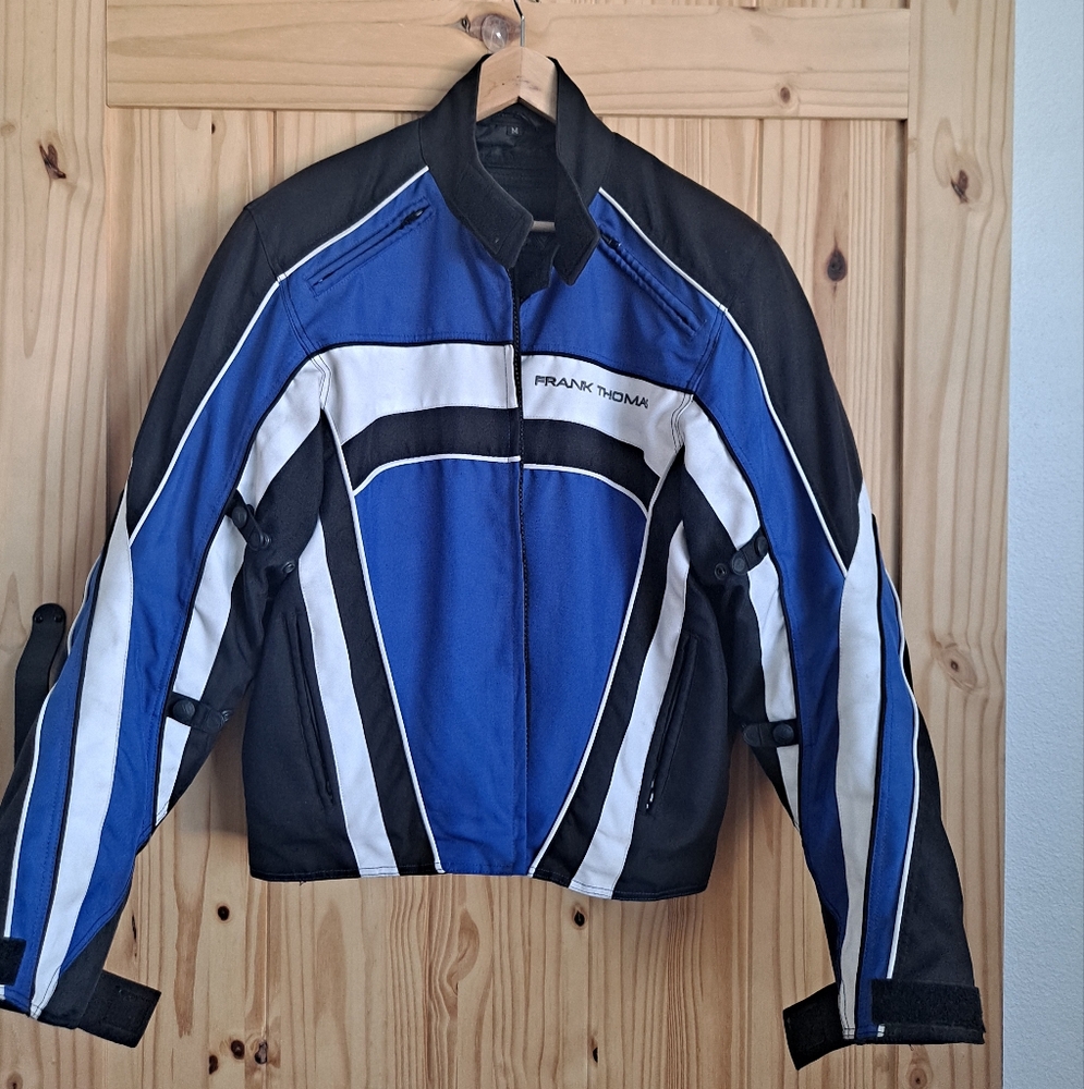 Frank Thomas Bomber Style Motorcycle Safety Jacket Zip  Shoulder Elbow Protector
